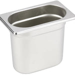 1/9 One Ninth Size Deep Stainless Steel Gastronorm Container