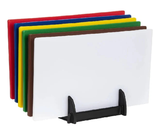 6pc Chopping Board Set With Rack & Wall Chart
