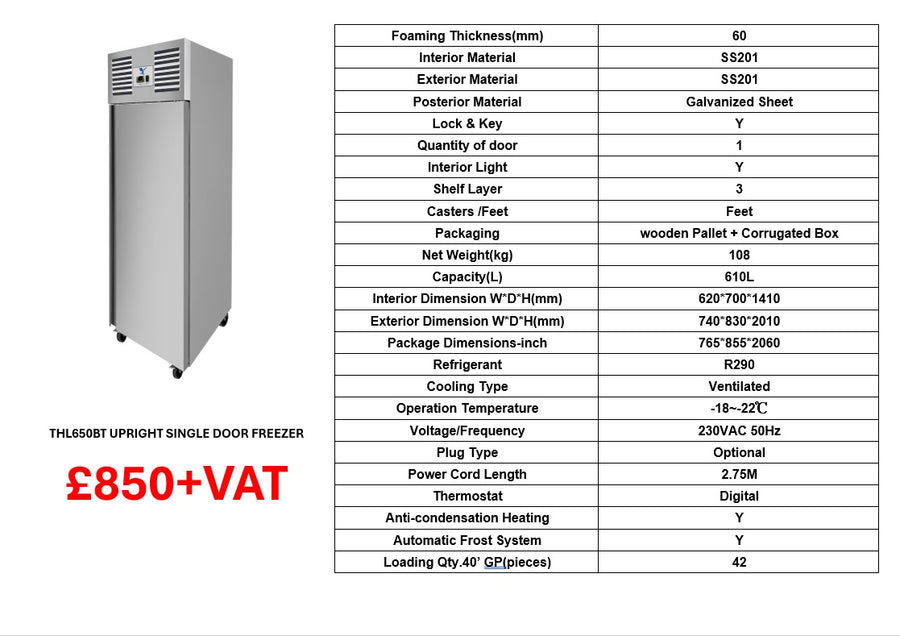 SINGLE DOOR UPRIGHT FREEZER THL650BT
