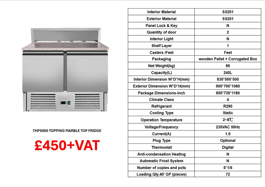 2 DOOR MARBLE TOP FRIDGE THPS900