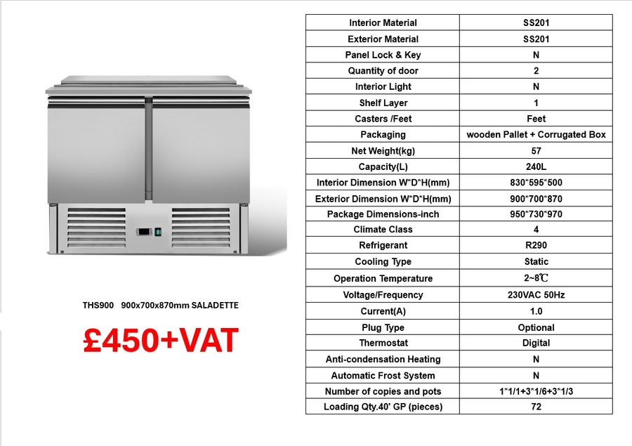 2 DOOR SALAD FRIDGE THS900